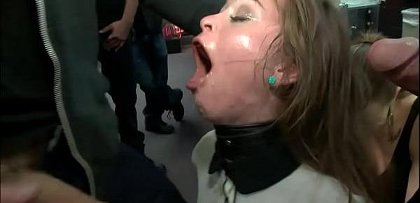  Tiny slut throat banged in public